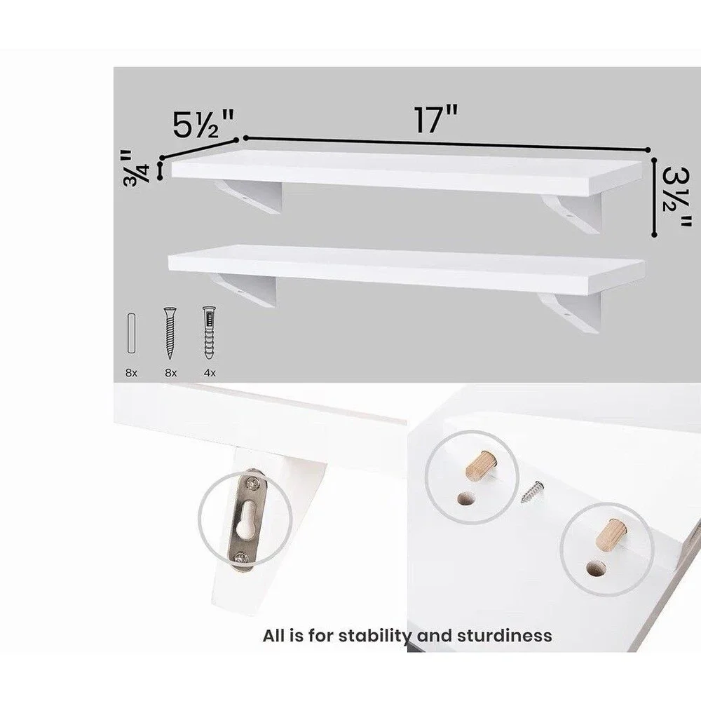 JS Home Set Of 2 Wall Shelves 16.9 Inches Wall Mounted NEW